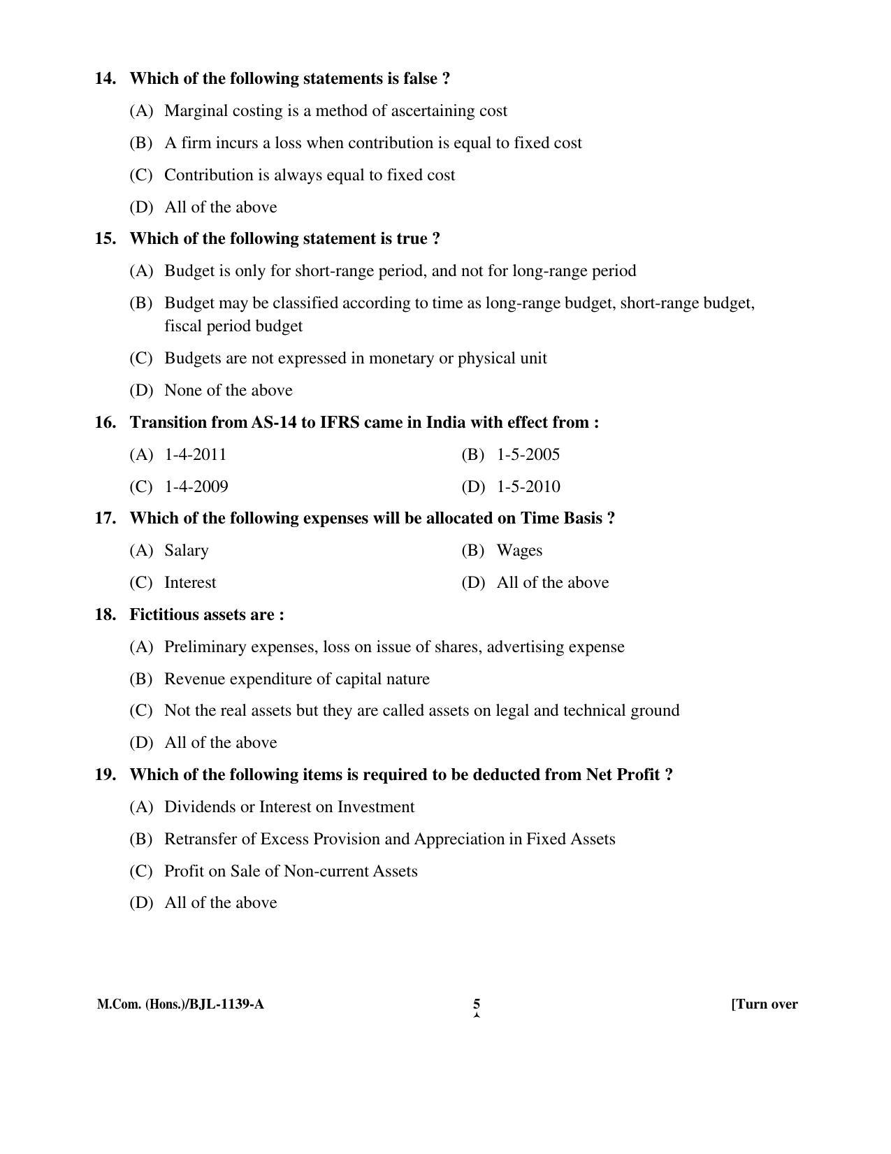 PU CET PG 2016 Question Paper Part II (SET A) - Page 71