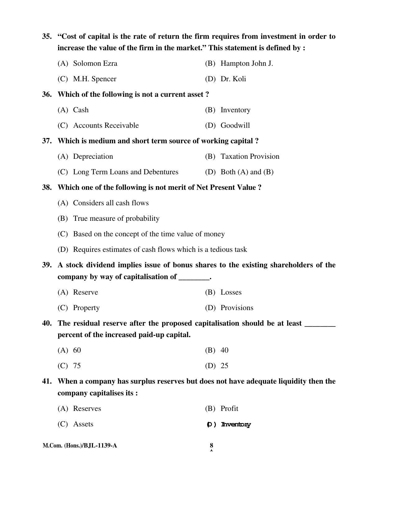PU CET PG 2016 Question Paper Part II (SET A) - Page 74