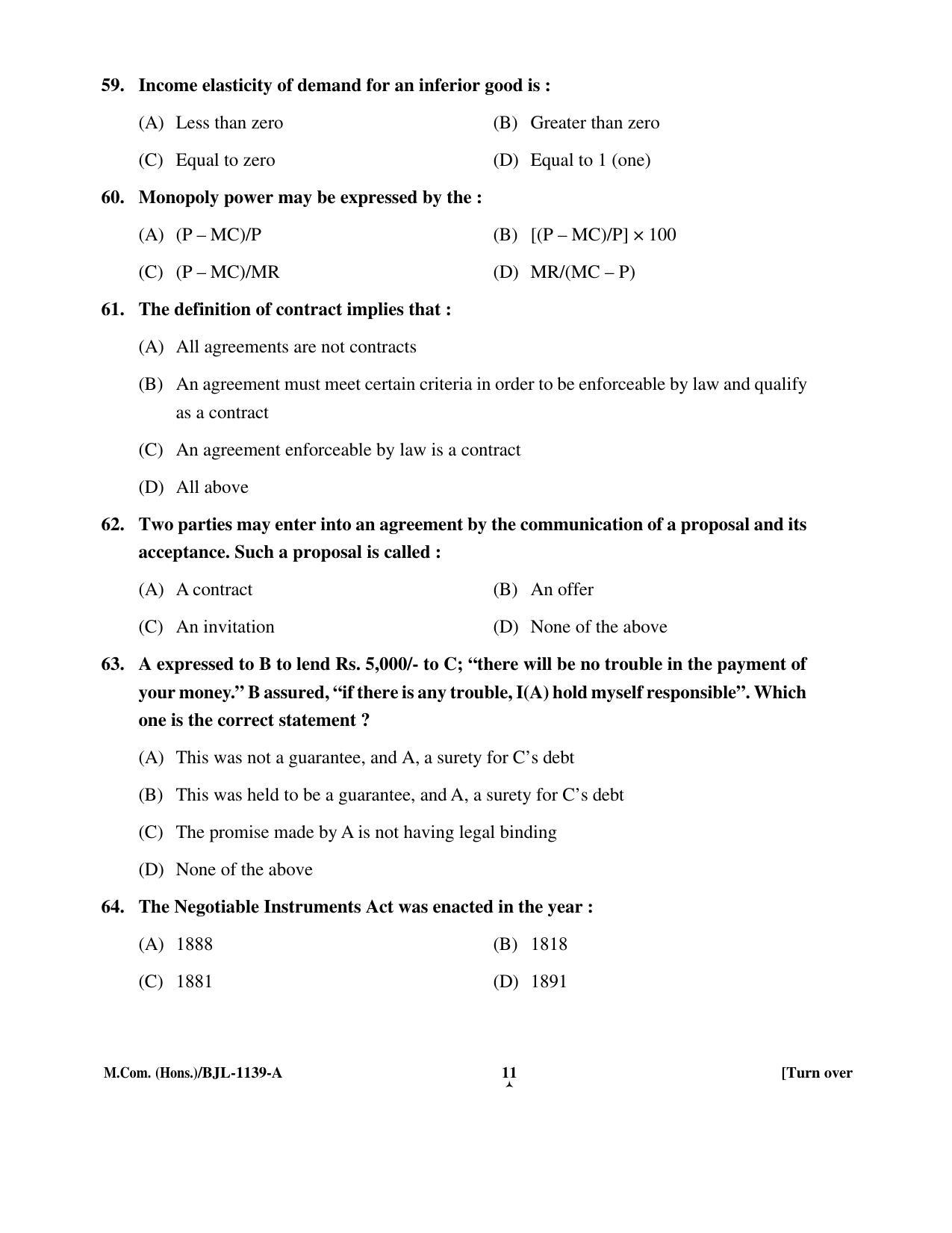PU CET PG 2016 Question Paper Part II (SET A) - Page 77
