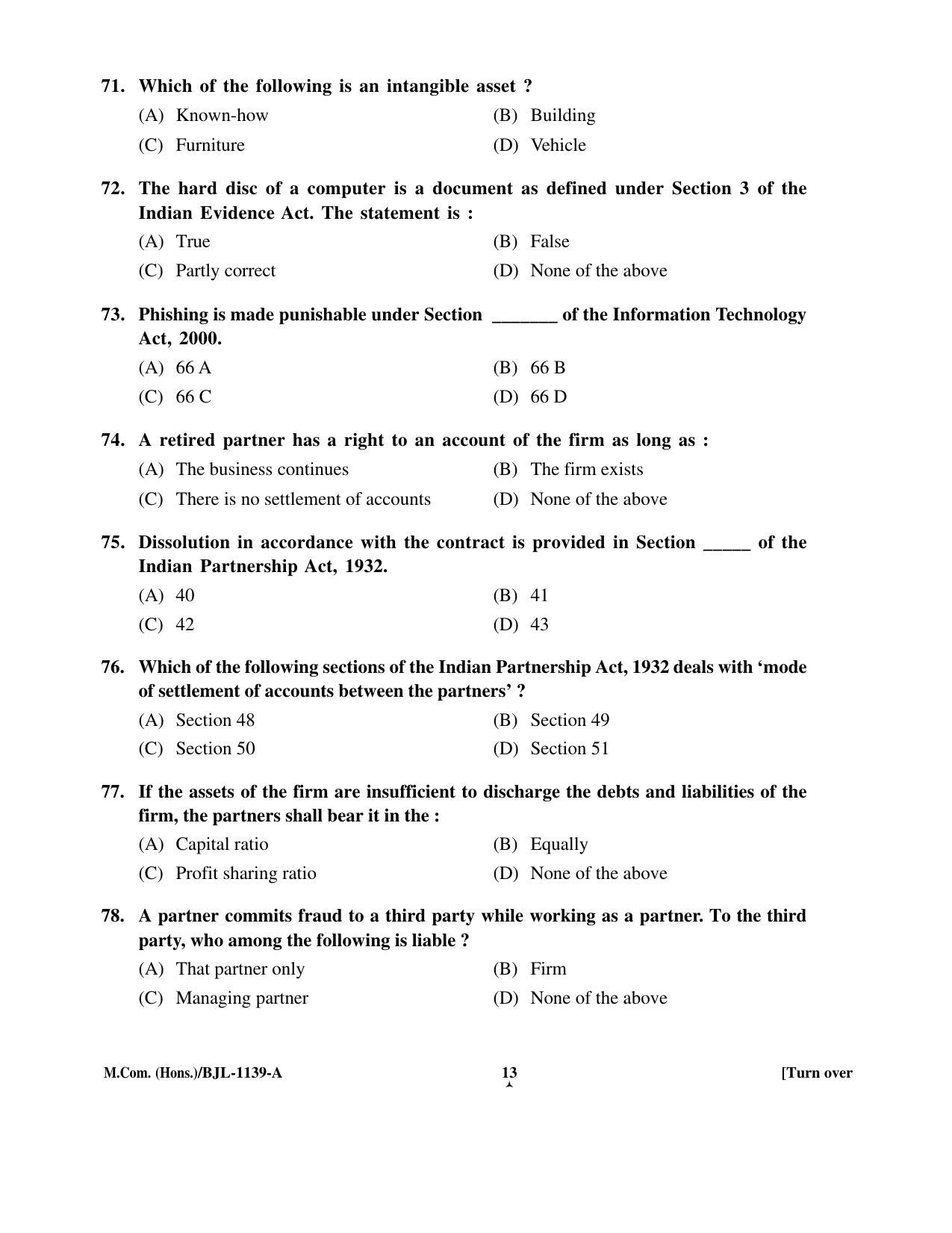 PU CET PG 2016 Question Paper Part II (SET A) - Page 79