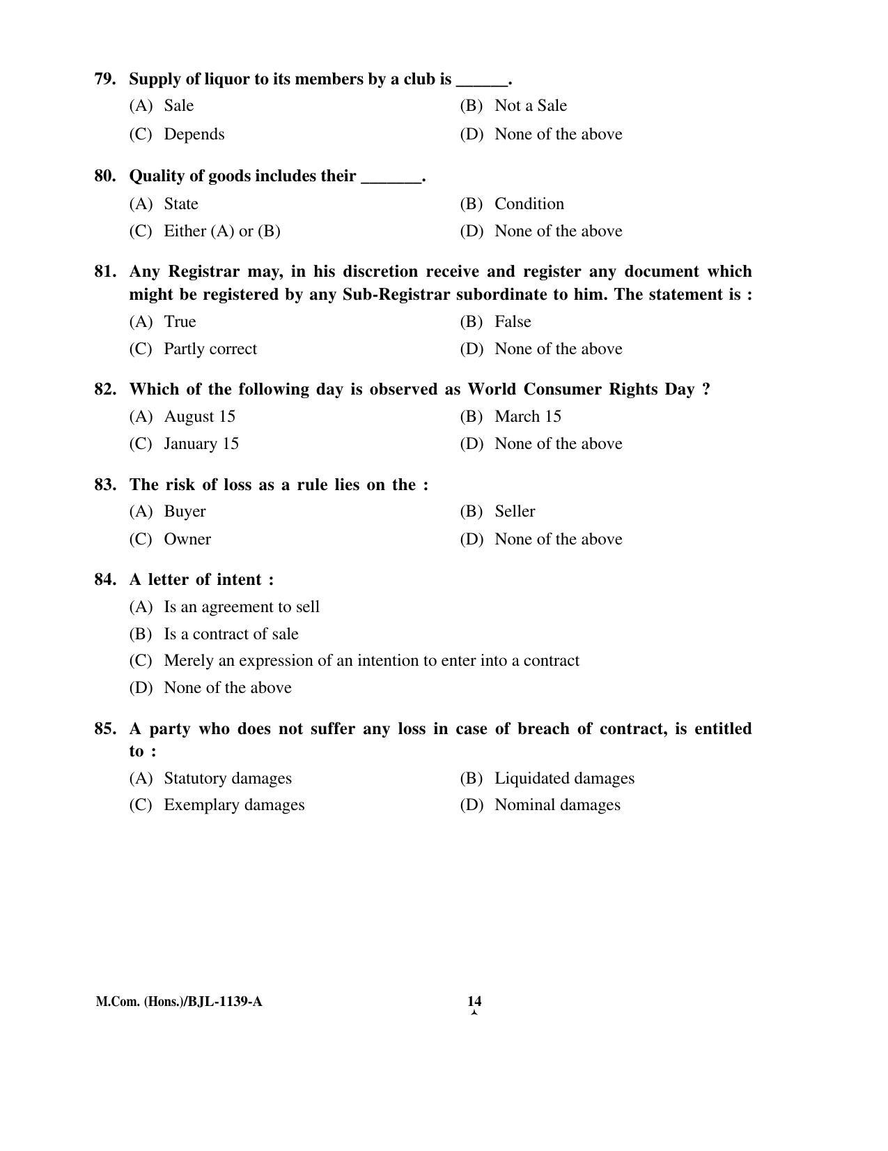 PU CET PG 2016 Question Paper Part II (SET A) - Page 80