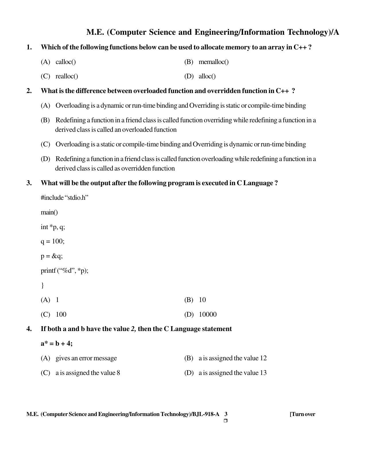 PU CET PG 2016 Question Paper Part II (SET A) - Page 132