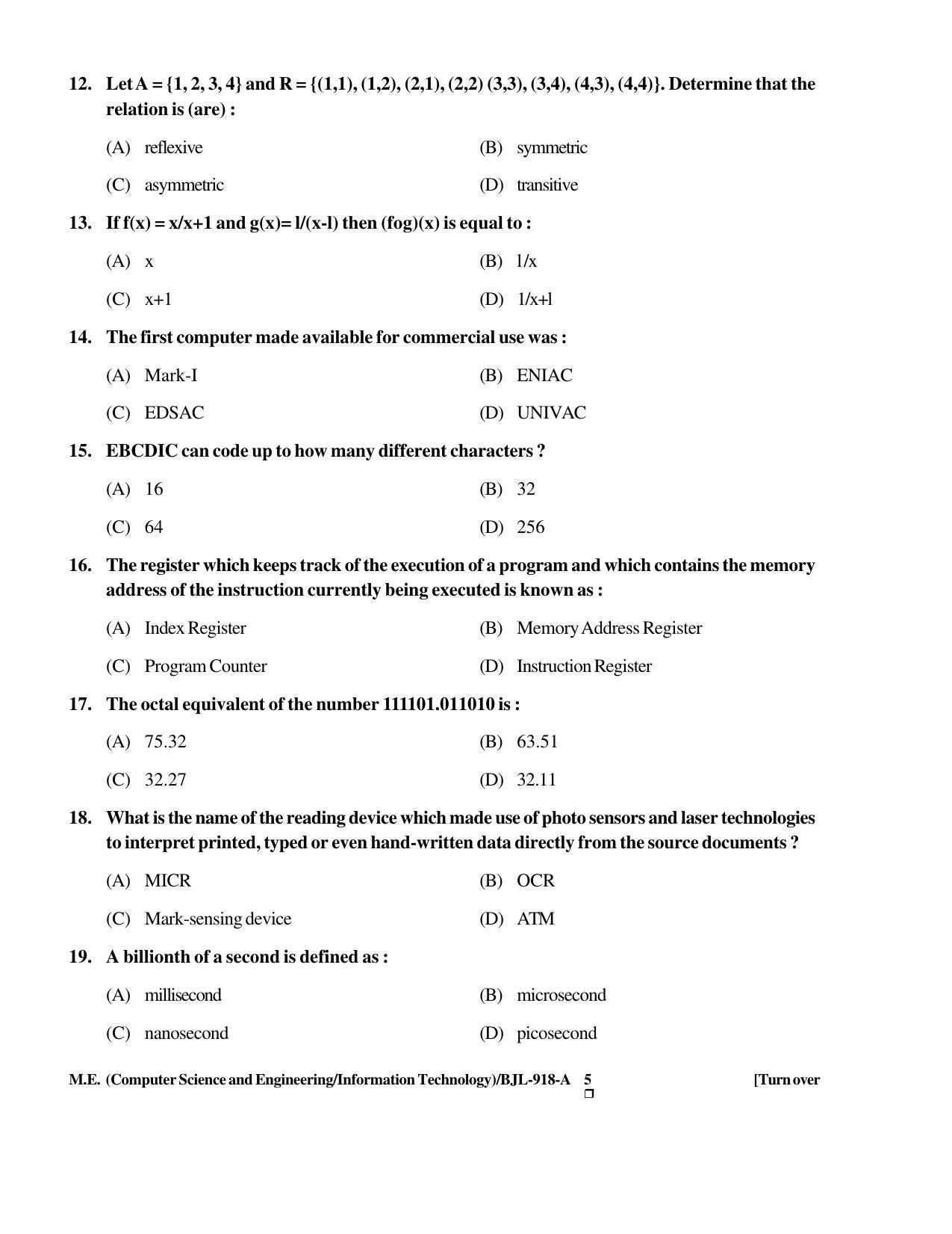 PU CET PG 2016 Question Paper Part II (SET A) - Page 134