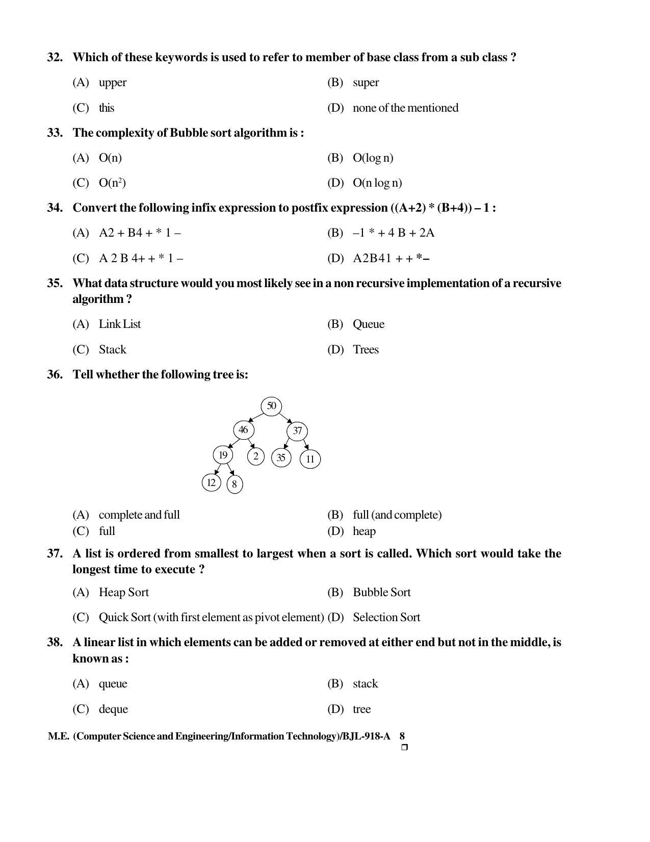PU CET PG 2016 Question Paper Part II (SET A) - Page 137