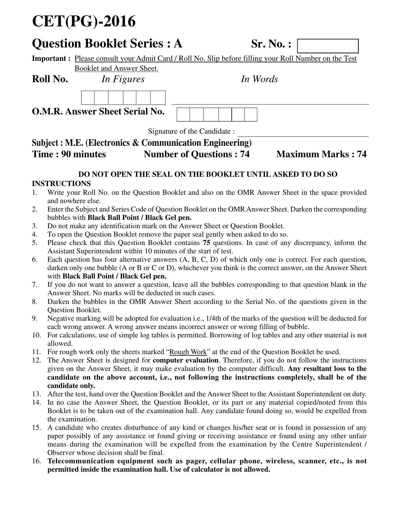 PU CET PG 2016 Question Paper Part II (SET A) - Page 146