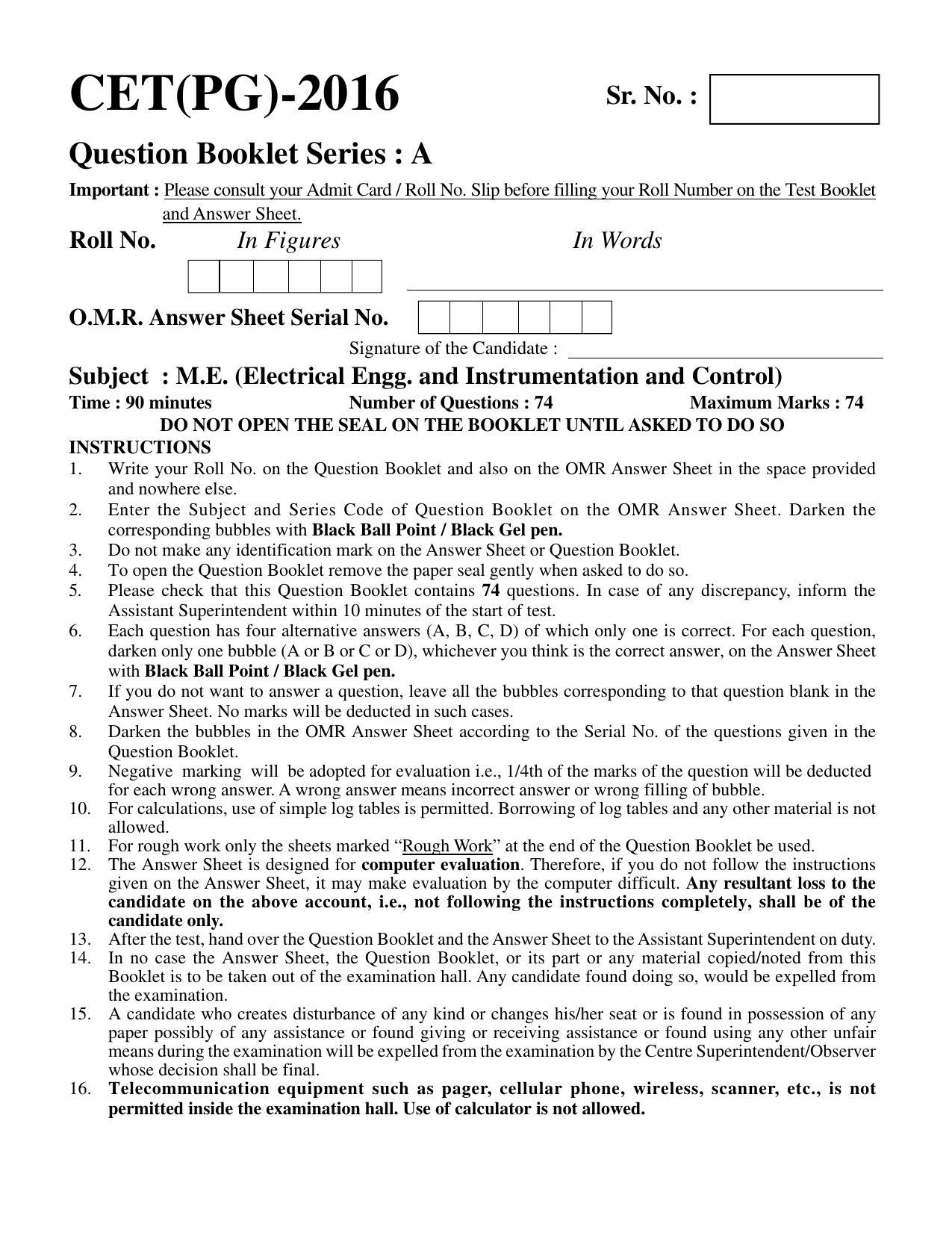 PU CET PG 2016 Question Paper Part II (SET A) - Page 174