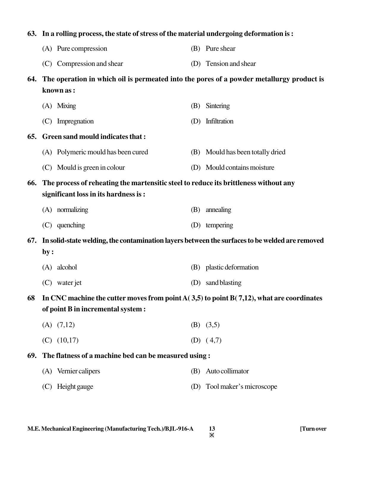 PU CET PG 2016 Question Paper Part II (SET A) - Page 216