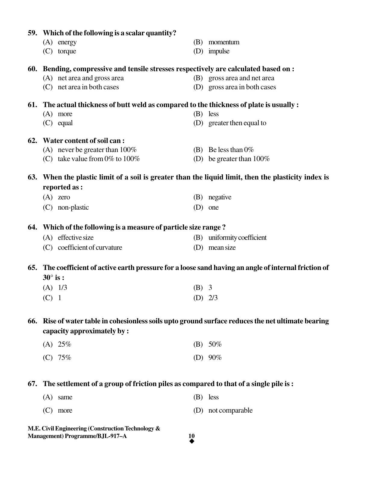 PU CET PG 2016 Question Paper Part II (SET A) - Page 229