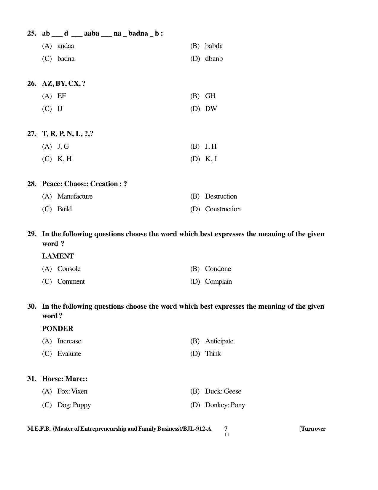 PU CET PG 2016 Question Paper Part II (SET A) - Page 237