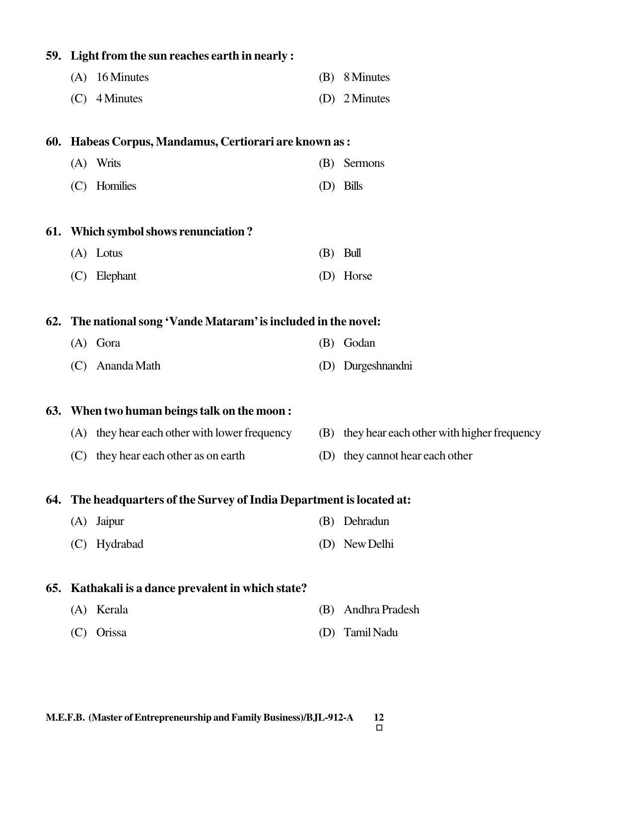PU CET PG 2016 Question Paper Part II (SET A) - Page 242