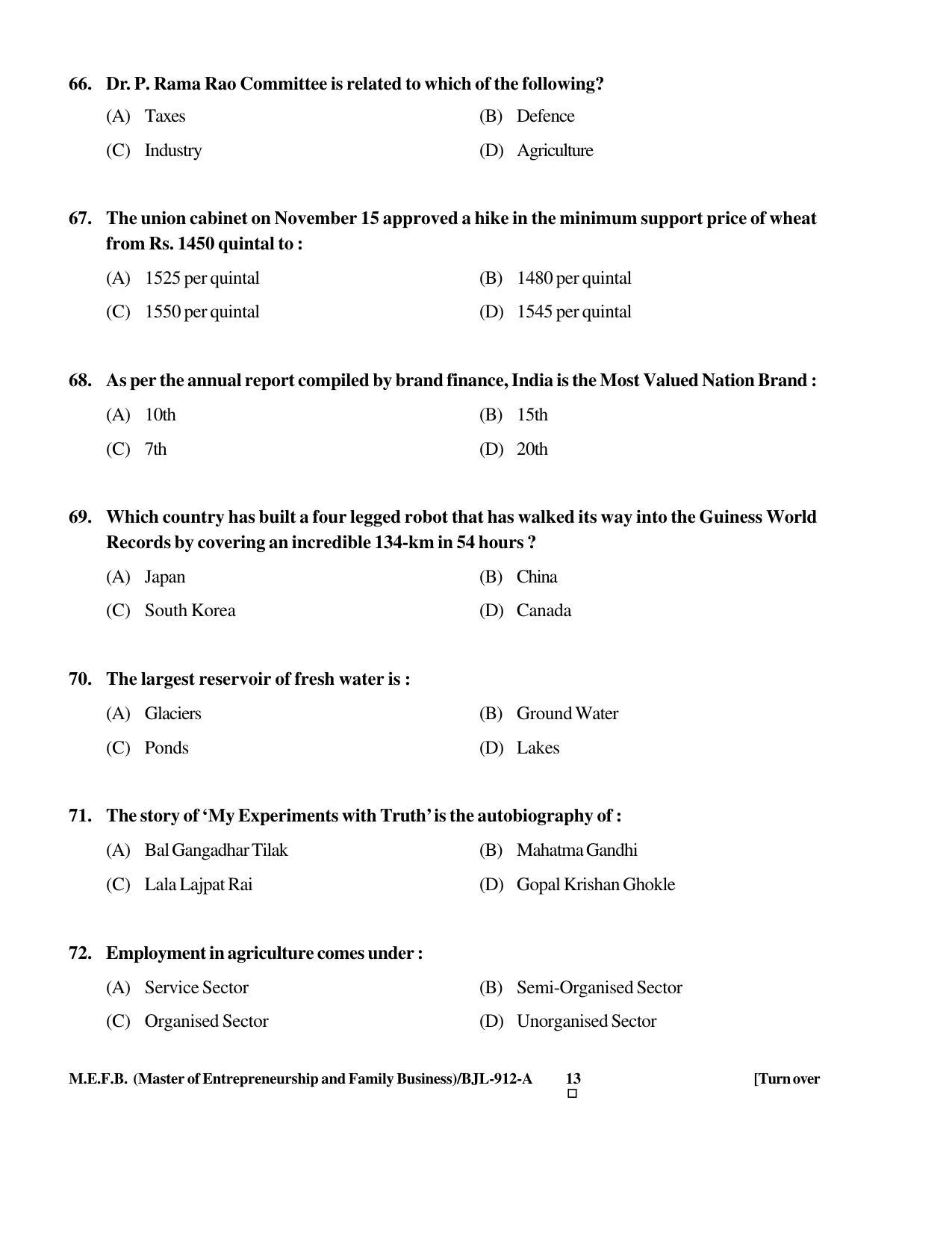 PU CET PG 2016 Question Paper Part II (SET A) - Page 243