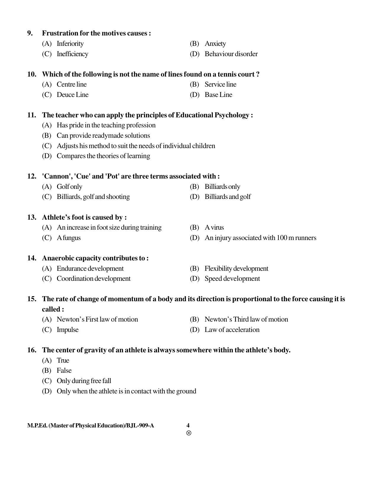 PU CET PG 2016 Question Paper Part II (SET A) - Page 249