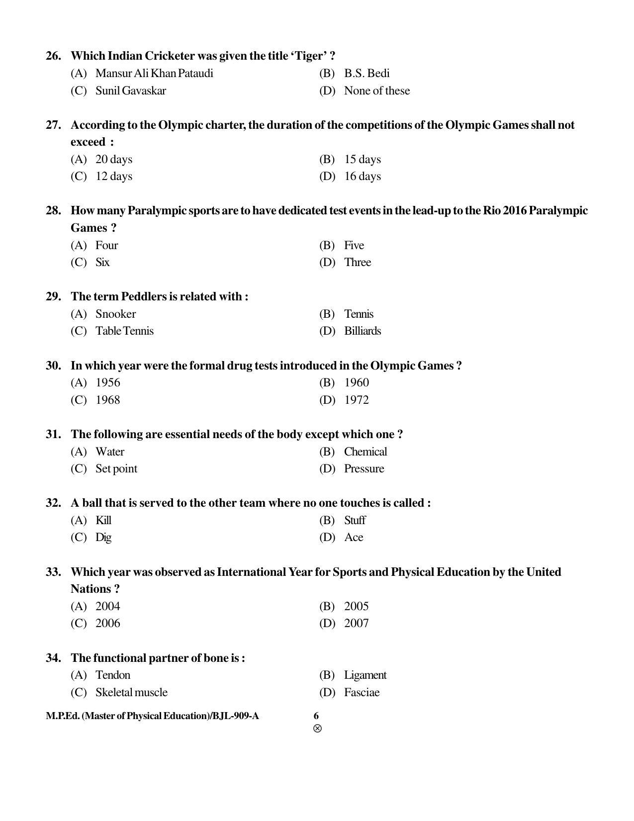 PU CET PG 2016 Question Paper Part II (SET A) - Page 251