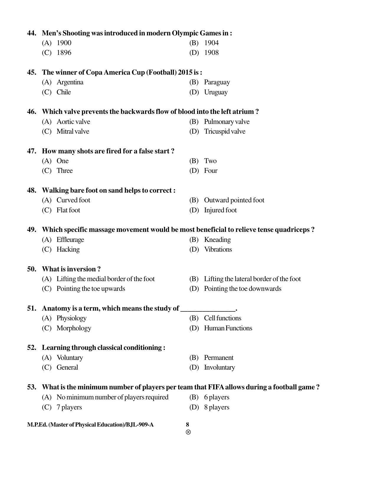 PU CET PG 2016 Question Paper Part II (SET A) - Page 253