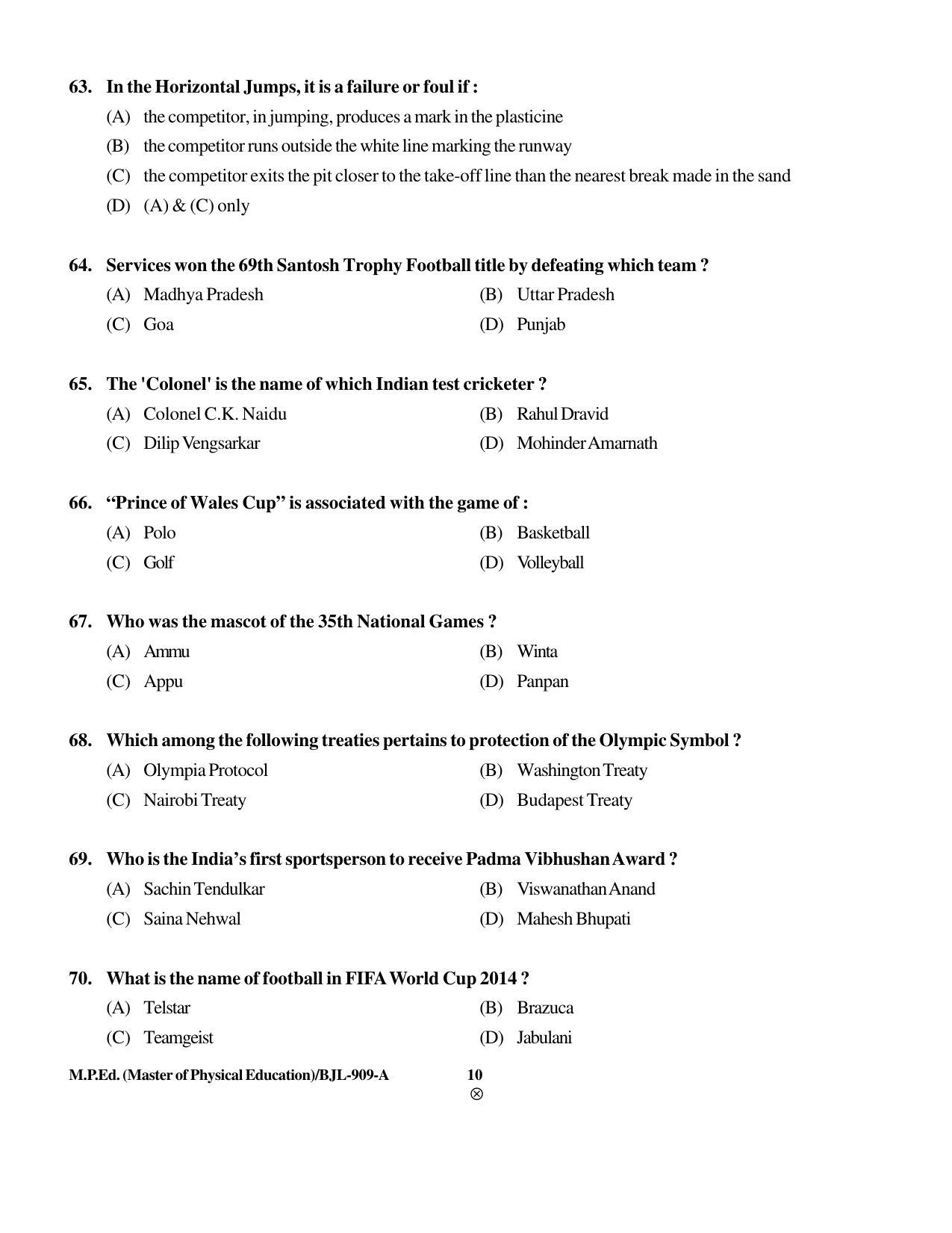 PU CET PG 2016 Question Paper Part II (SET A) - Page 255