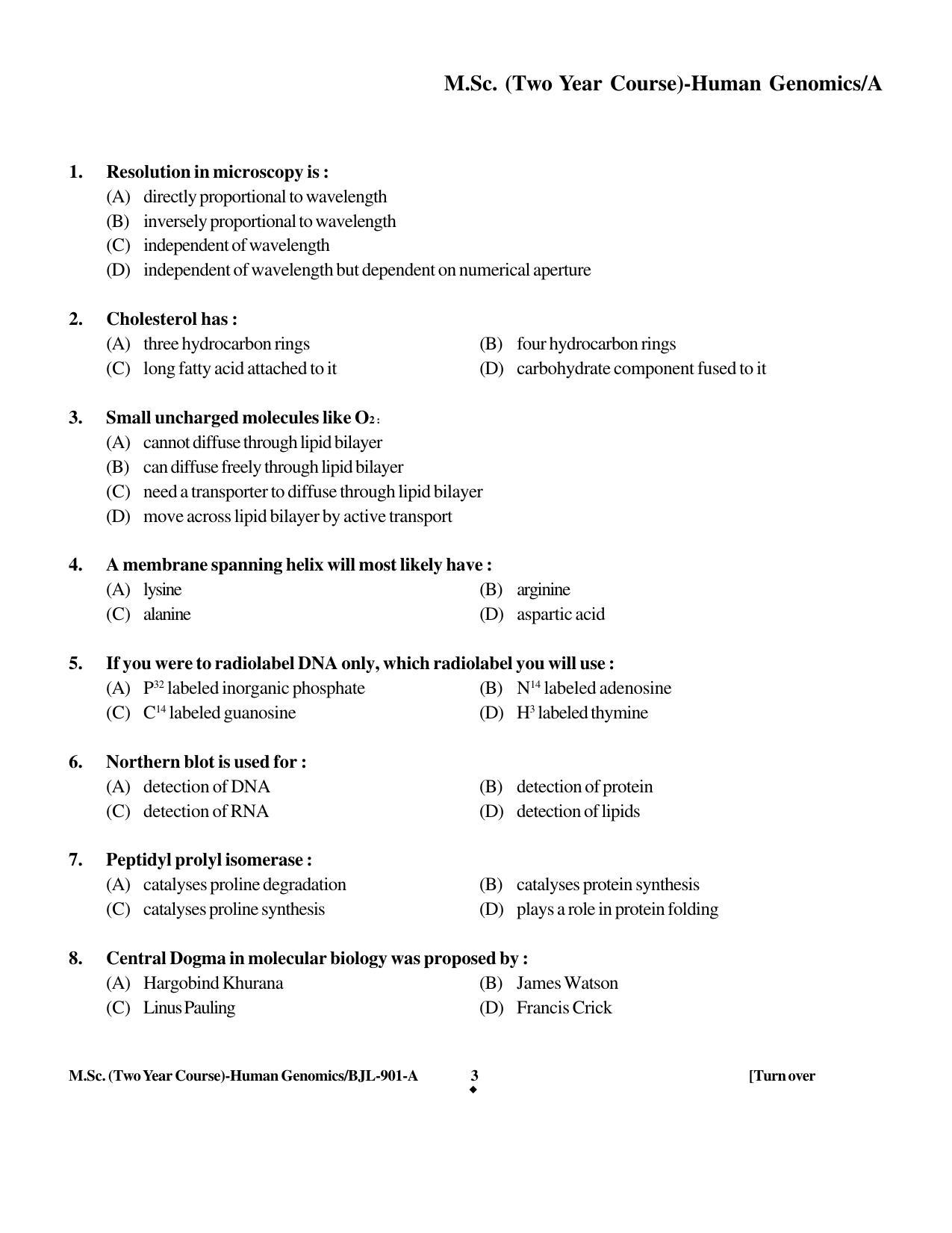 PU CET PG 2016 Question Paper Part II (SET A) - Page 259