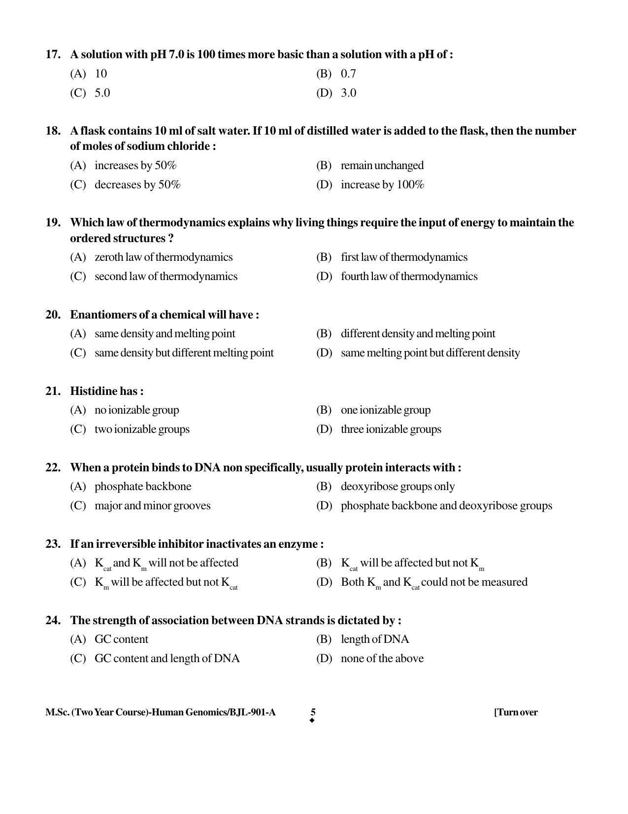 PU CET PG 2016 Question Paper Part II (SET A) - Page 261