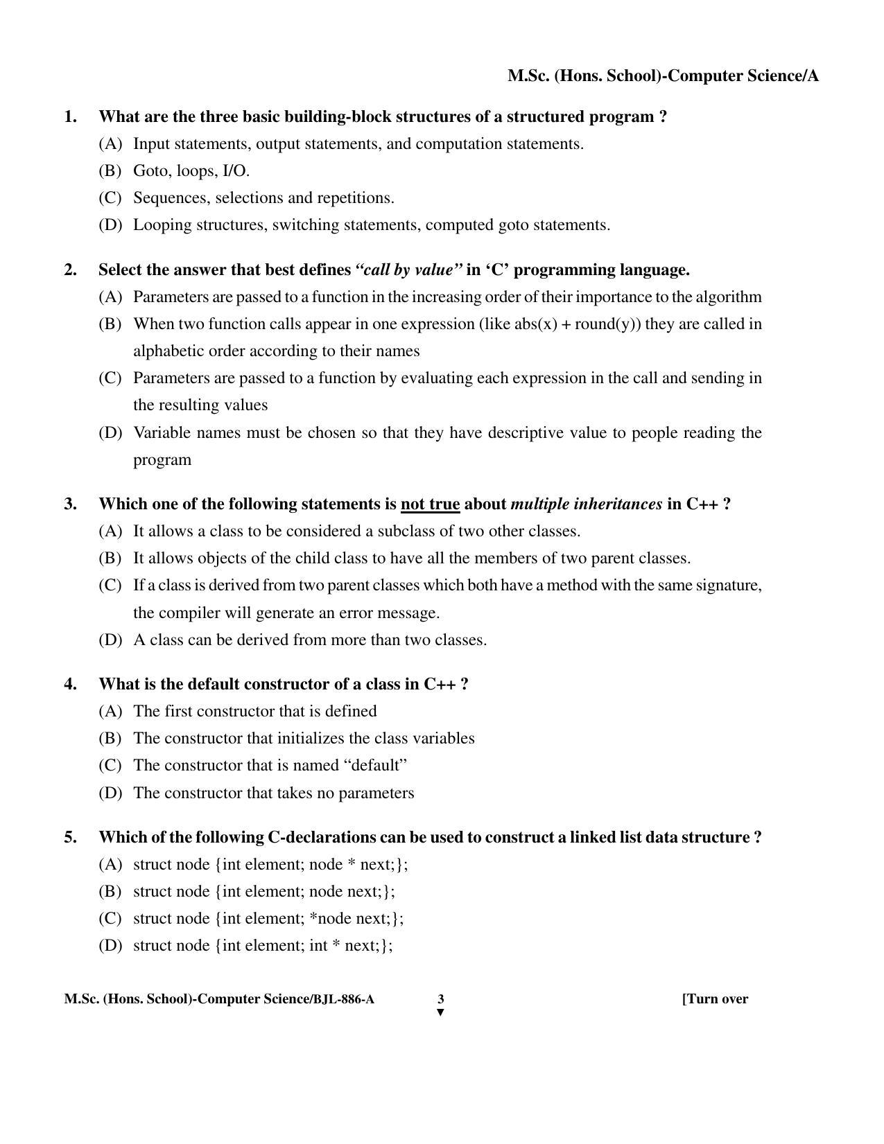 PU CET PG 2016 Question Paper Part II (SET A) - Page 282
