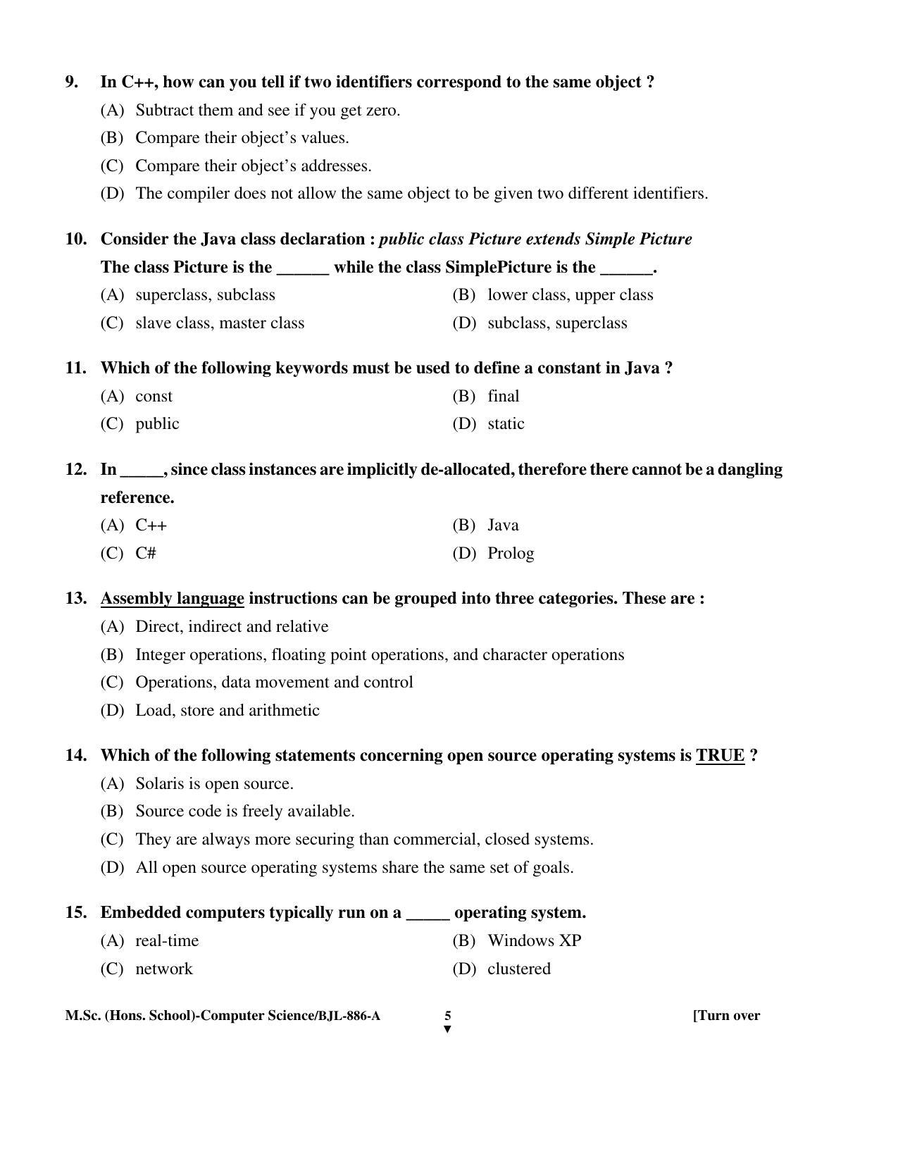 PU CET PG 2016 Question Paper Part II (SET A) - Page 284