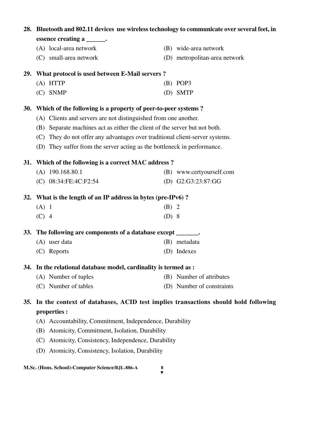 PU CET PG 2016 Question Paper Part II (SET A) - Page 287