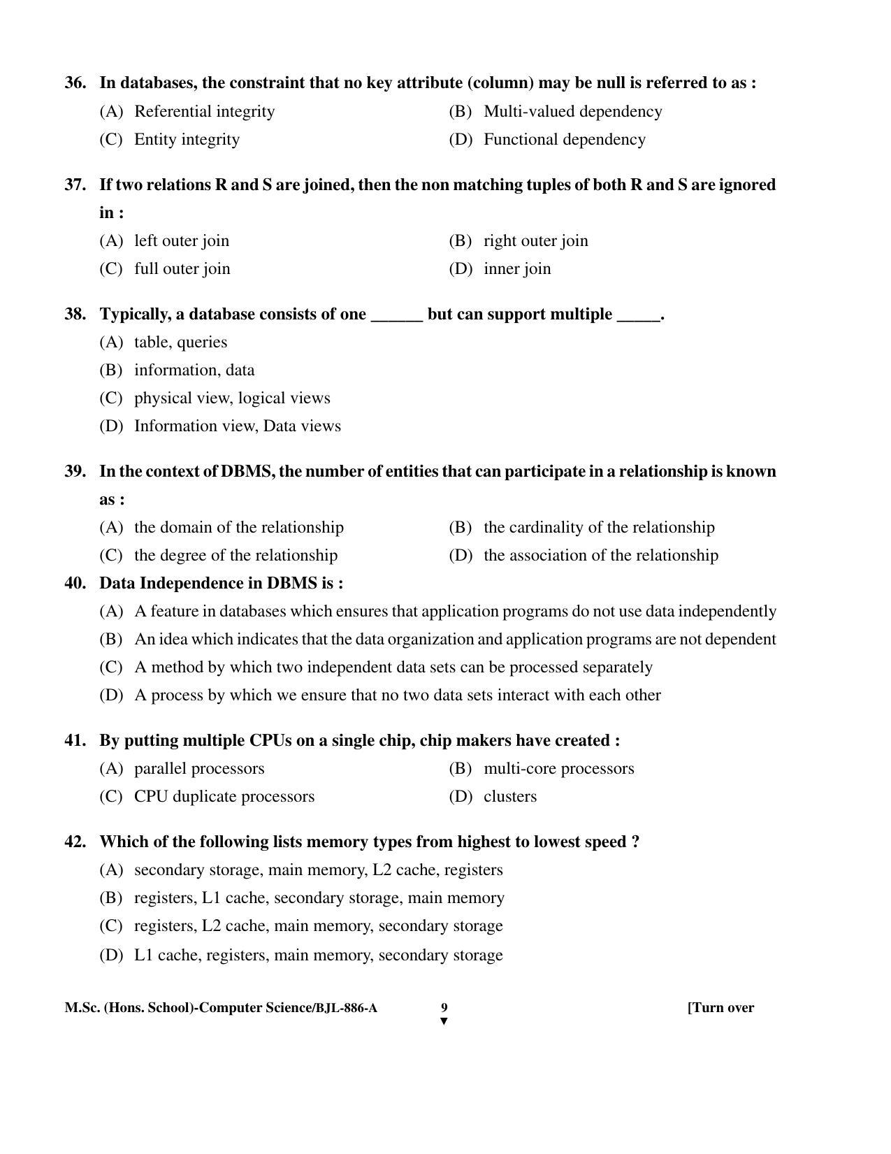 PU CET PG 2016 Question Paper Part II (SET A) - Page 288
