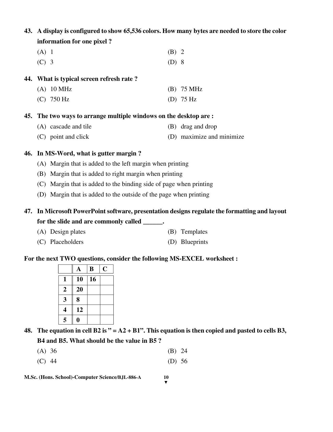 PU CET PG 2016 Question Paper Part II (SET A) - Page 289