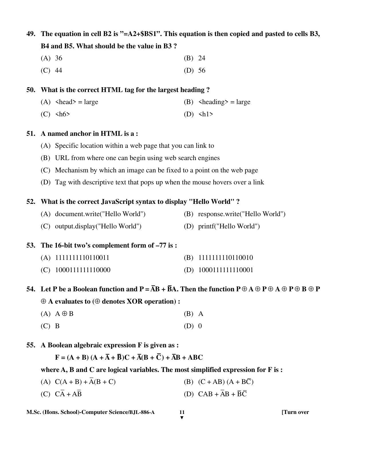 PU CET PG 2016 Question Paper Part II (SET A) - Page 290