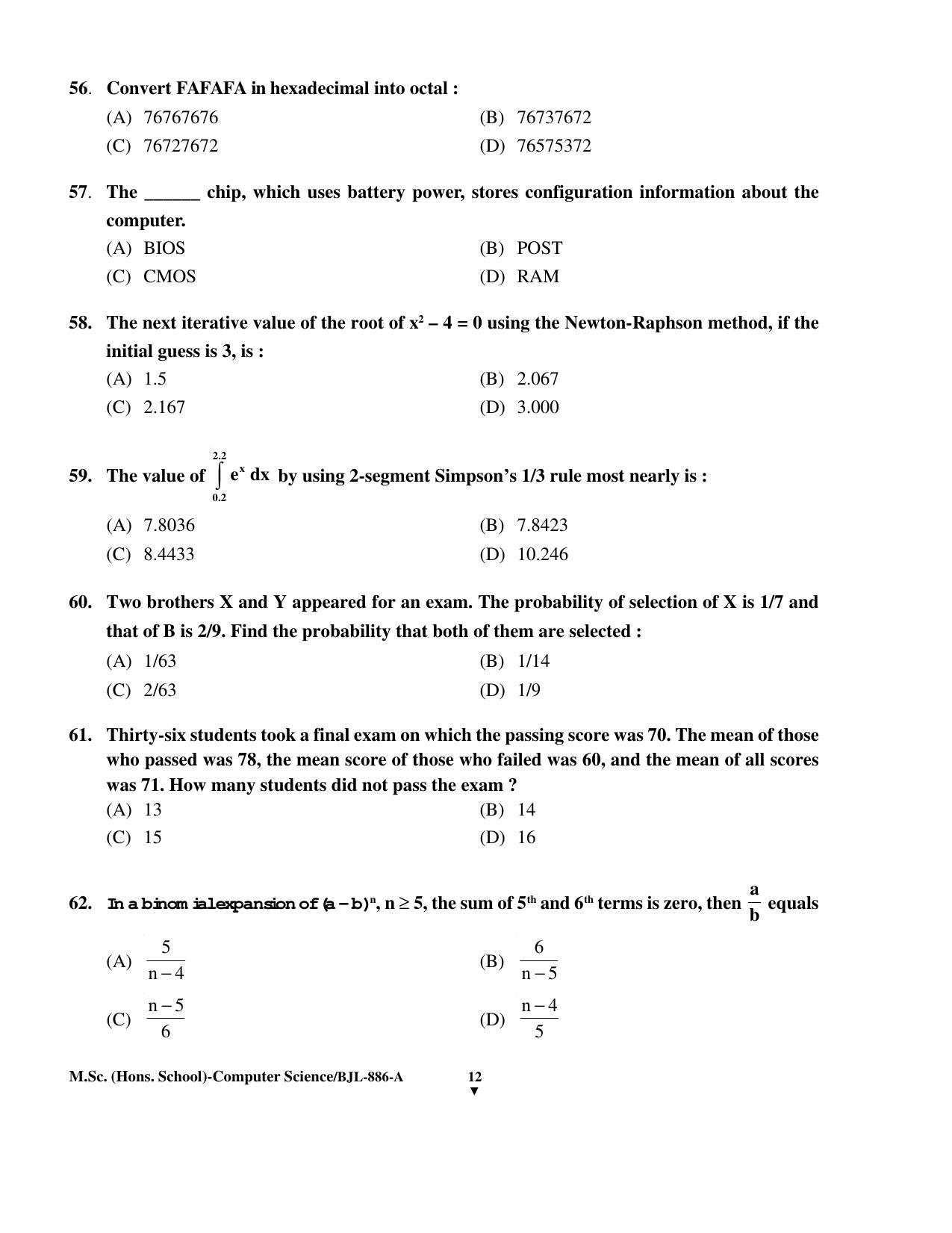 PU CET PG 2016 Question Paper Part II (SET A) - Page 291
