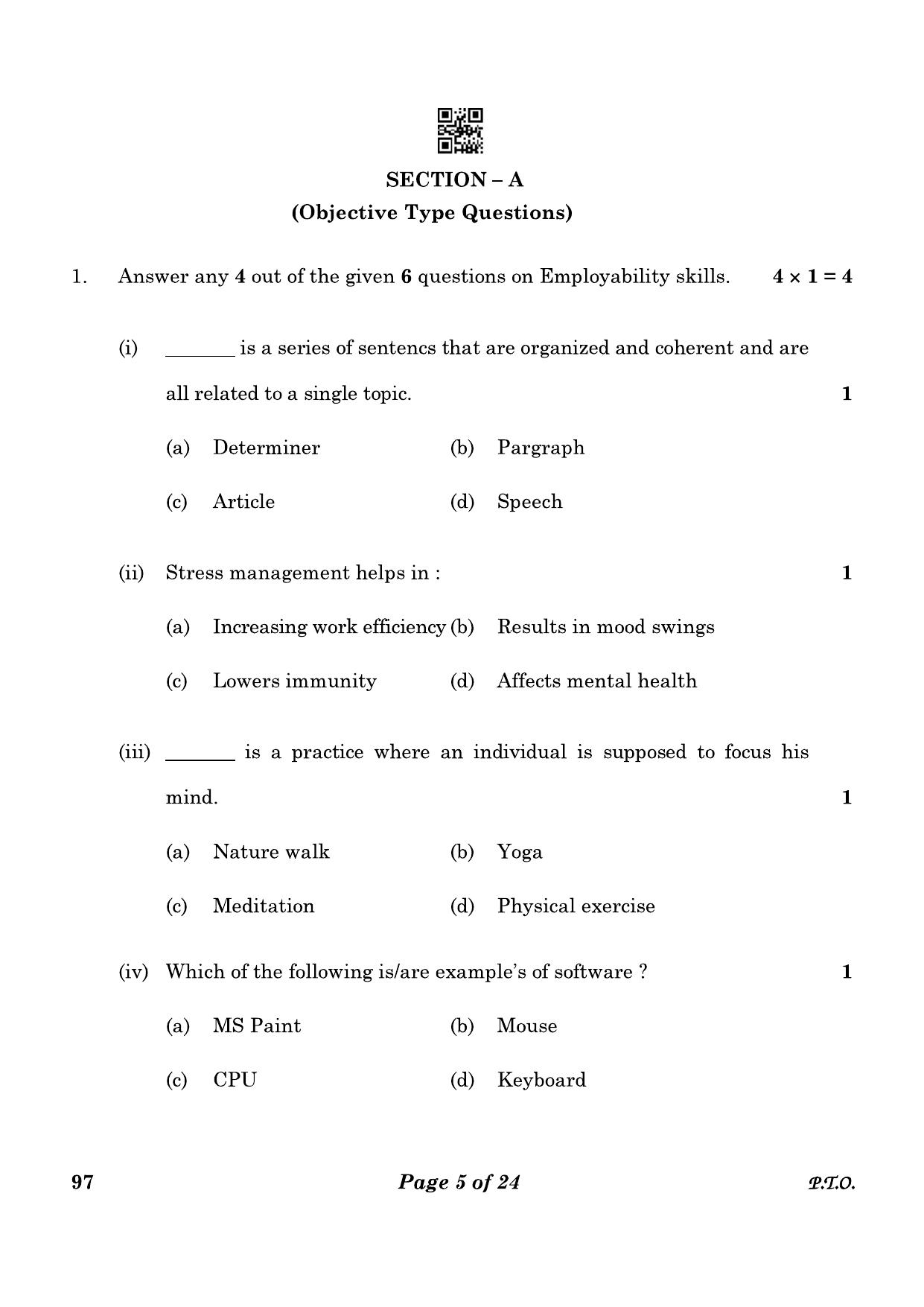 CBSE Class 10 97 Front Office Operations 2023 Question Paper - Page 5