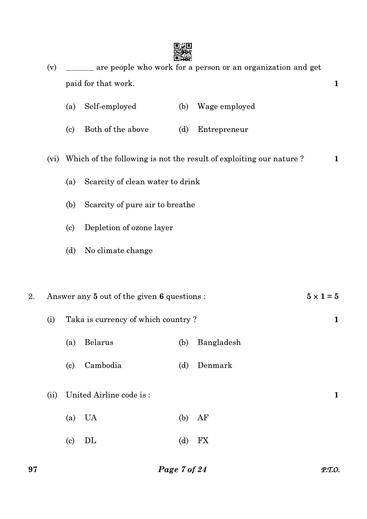 CBSE Class 10 97 Front Office Operations 2023 Question Paper - Page 7