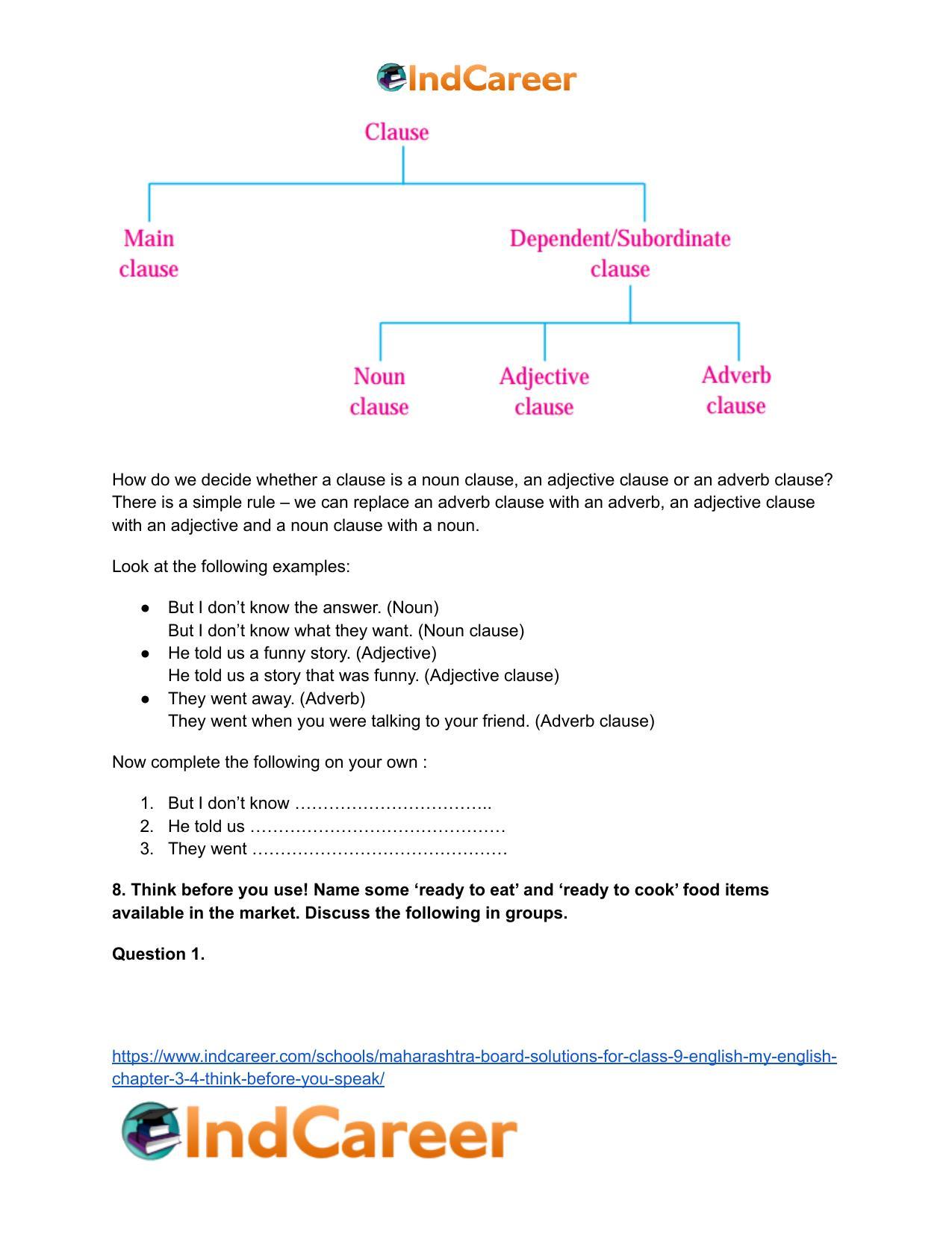 Maharashtra Board Solutions for Class 9- English (My English): Chapter 3.4- Think Before You Speak! - Page 8