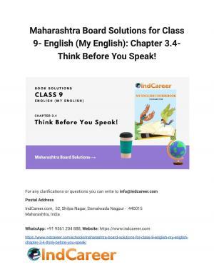 Maharashtra Board Solutions for Class 9- English (My English): Chapter 3.4- Think Before You Speak!
