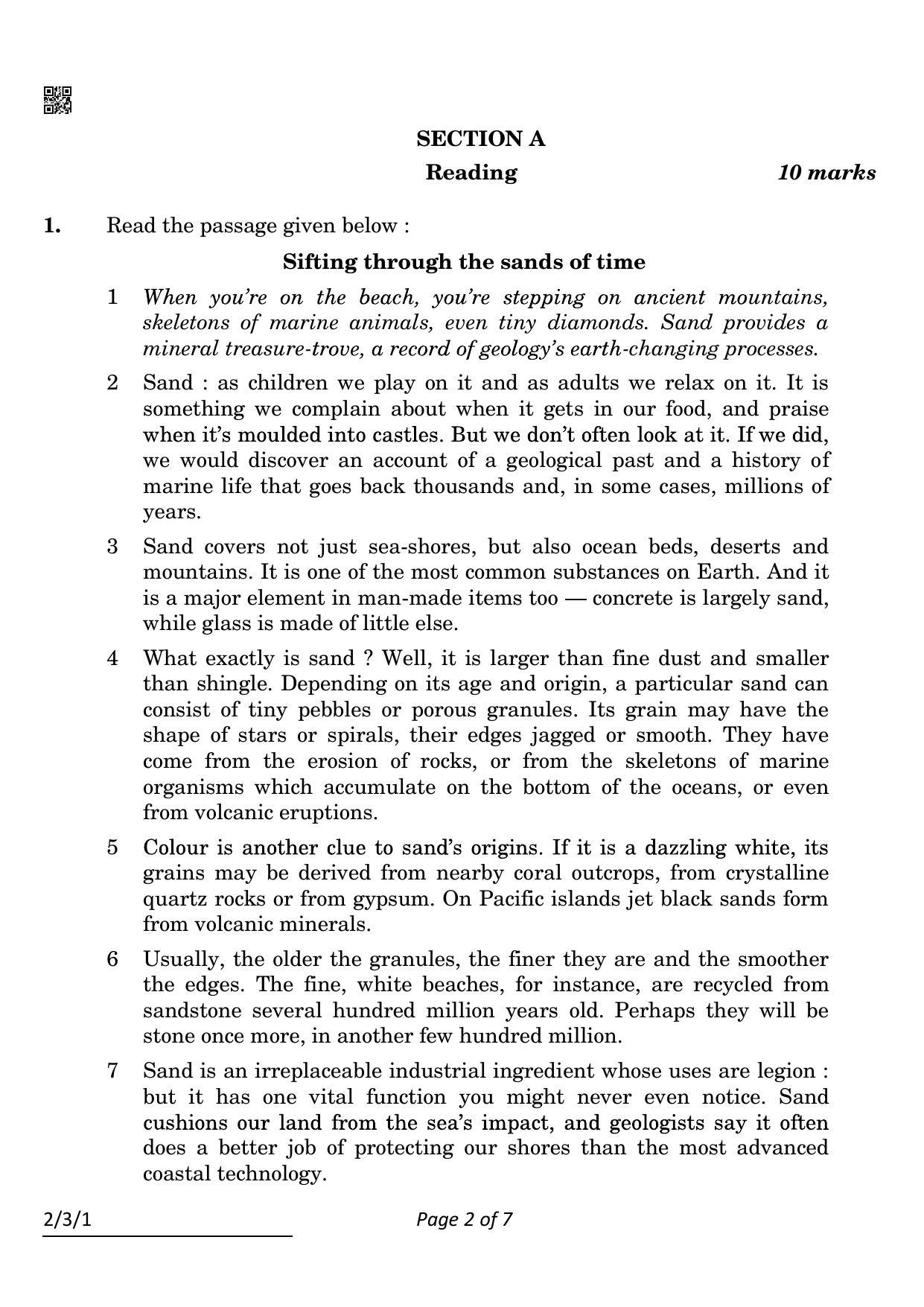 CBSE Class 10 2-3-1 English L & L 2022 Question Paper - Page 2