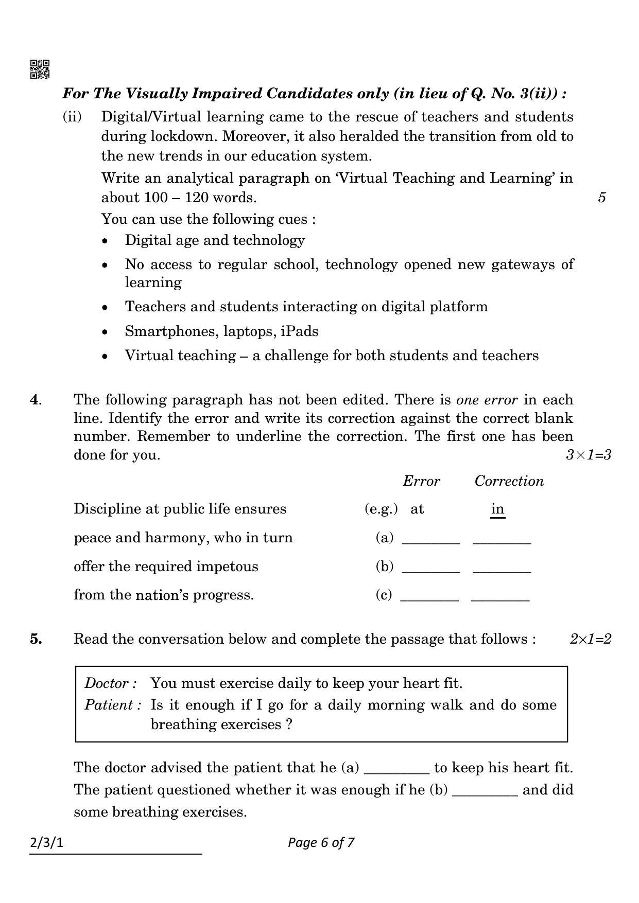 CBSE Class 10 2-3-1 English L & L 2022 Question Paper - Page 6
