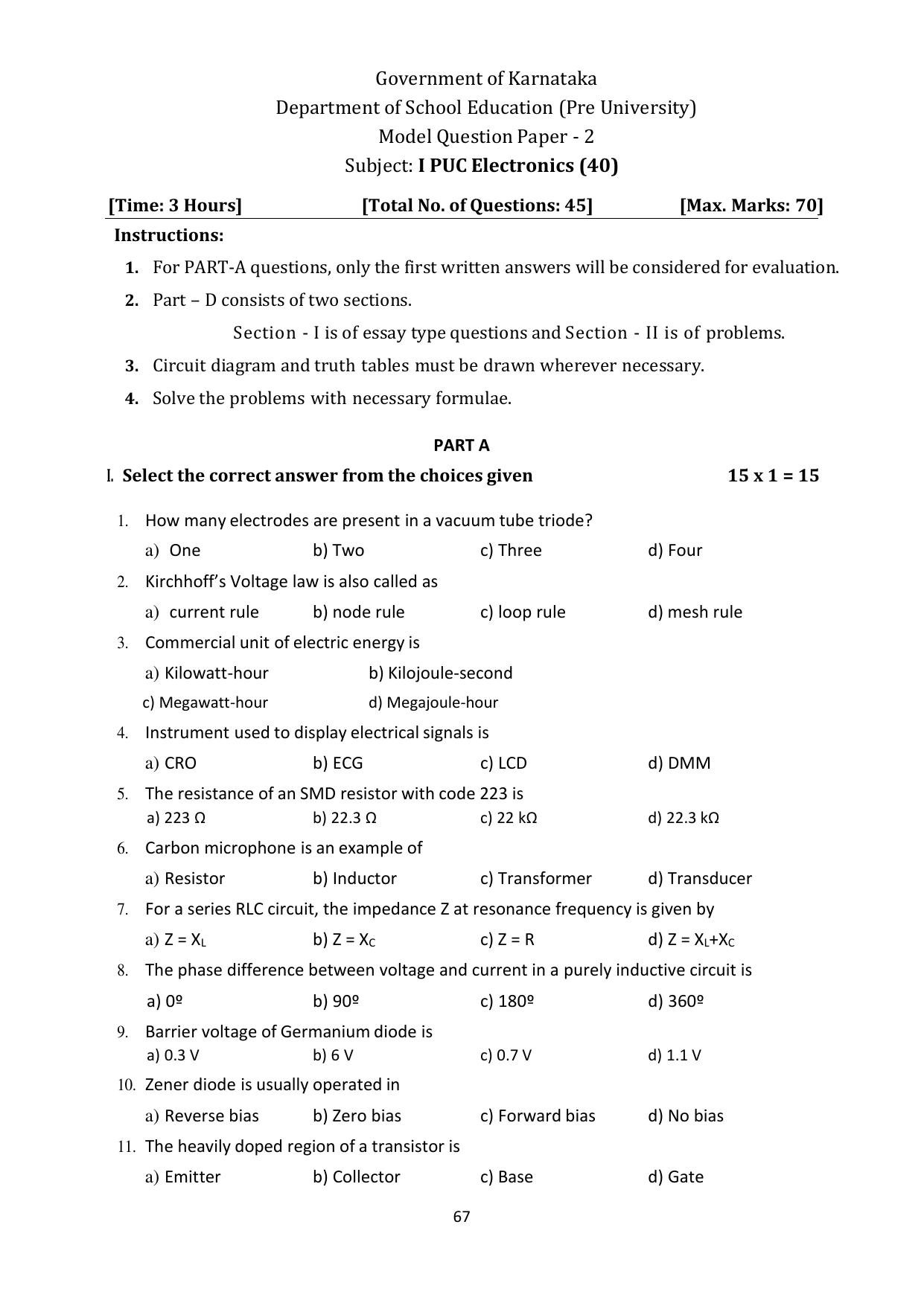 Karnataka 1st PUC Question Bank 2025 - Electronics - Page 71