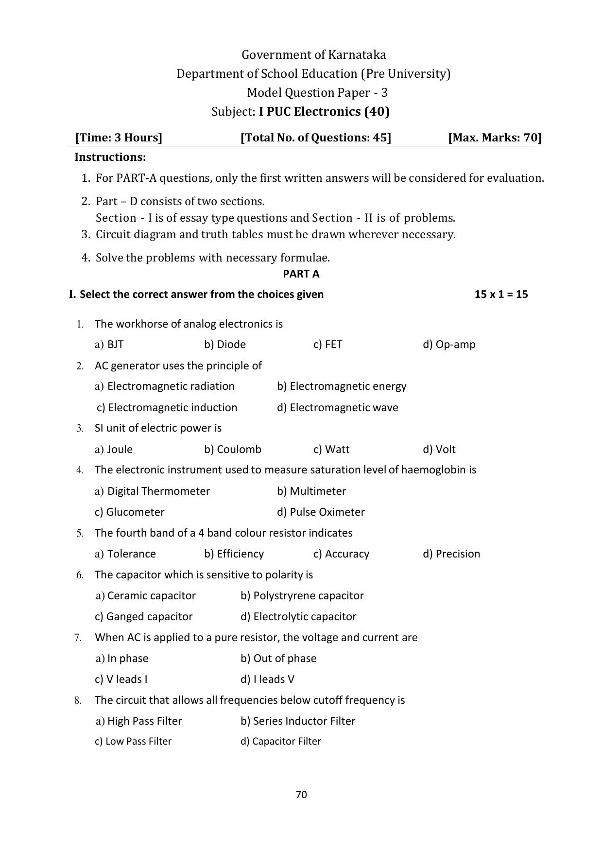 Karnataka 1st PUC Question Bank 2025 - Electronics - Page 74