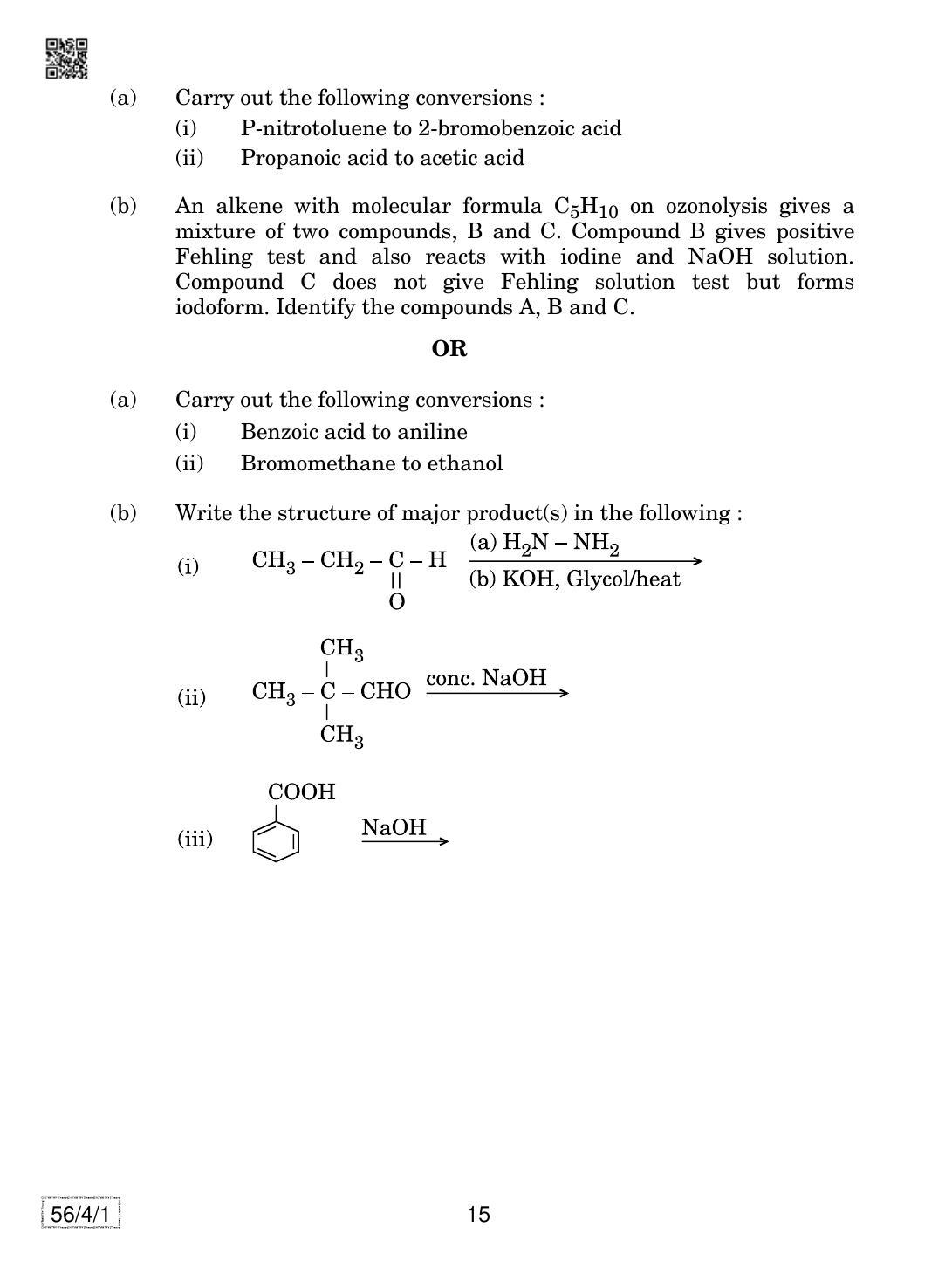 CBSE Class 12 56-4-1 Chemistry 2019 Question Paper - Page 15
