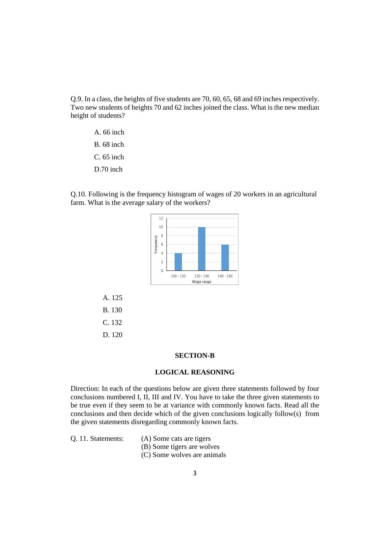ISI Admission Test PG Diploma in Agricultural and Rural Management with Statistical Methods and Analytics DRA 2020 Sample Paper - Page 3