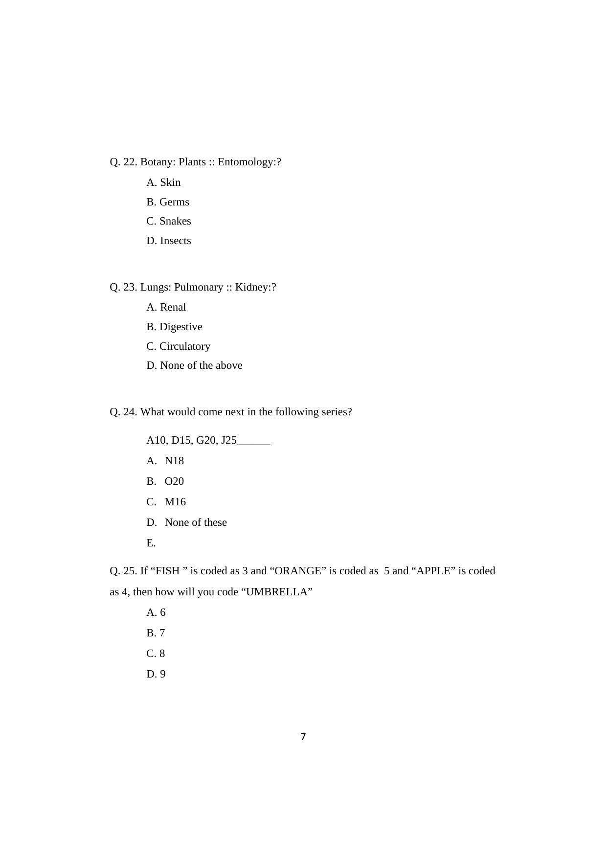 ISI Admission Test PG Diploma in Agricultural and Rural Management with Statistical Methods and Analytics DRA 2020 Sample Paper - Page 7