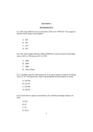ISI Admission Test PG Diploma in Agricultural and Rural Management with Statistical Methods and Analytics DRA 2020 Sample Paper