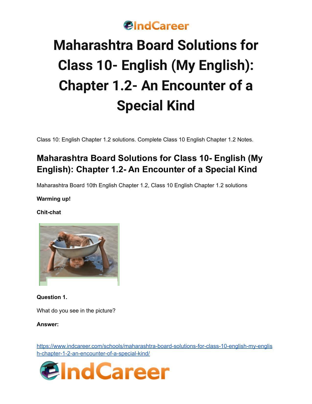 Maharashtra Board Solutions for Class 10- English (My English): Chapter 1.2- An Encounter of a Special Kind - Page 2