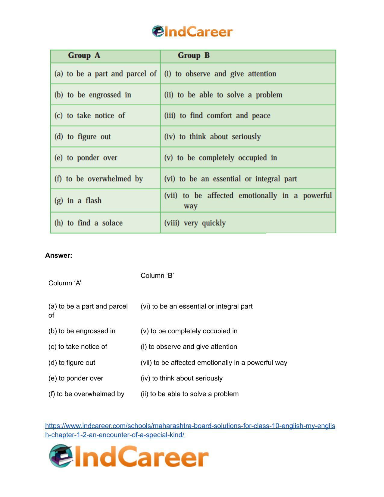 Maharashtra Board Solutions for Class 10- English (My English): Chapter 1.2- An Encounter of a Special Kind - Page 6
