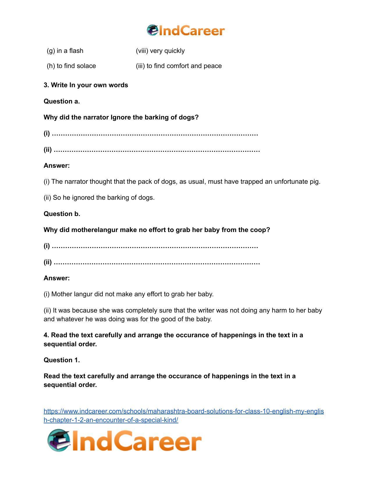 Maharashtra Board Solutions for Class 10- English (My English): Chapter 1.2- An Encounter of a Special Kind - Page 7