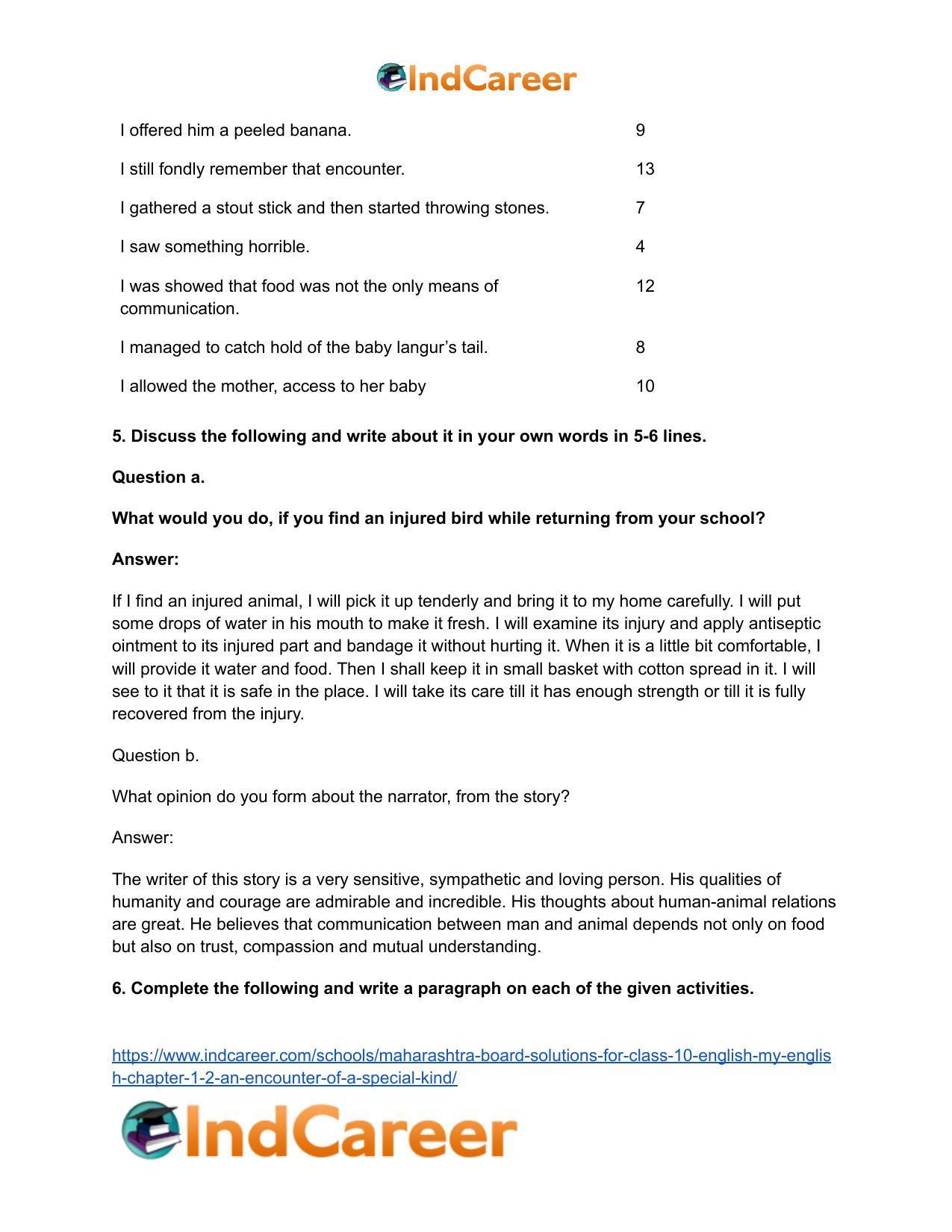 Maharashtra Board Solutions for Class 10- English (My English): Chapter 1.2- An Encounter of a Special Kind - Page 9