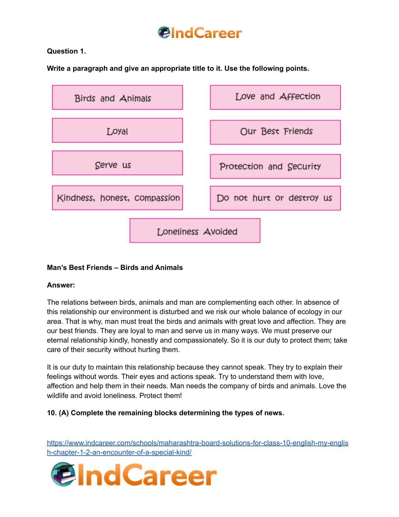 Maharashtra Board Solutions for Class 10- English (My English): Chapter 1.2- An Encounter of a Special Kind - Page 13