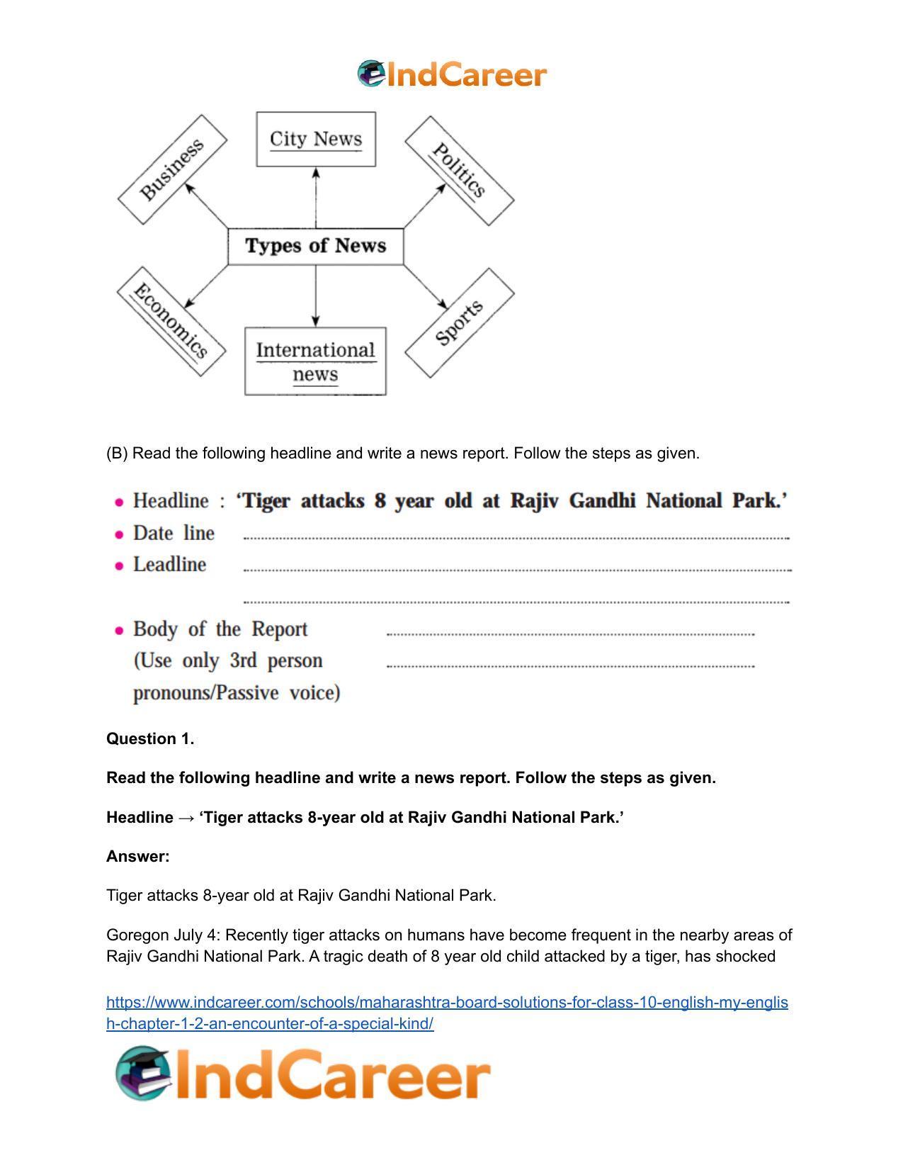 Maharashtra Board Solutions for Class 10- English (My English): Chapter 1.2- An Encounter of a Special Kind - Page 15