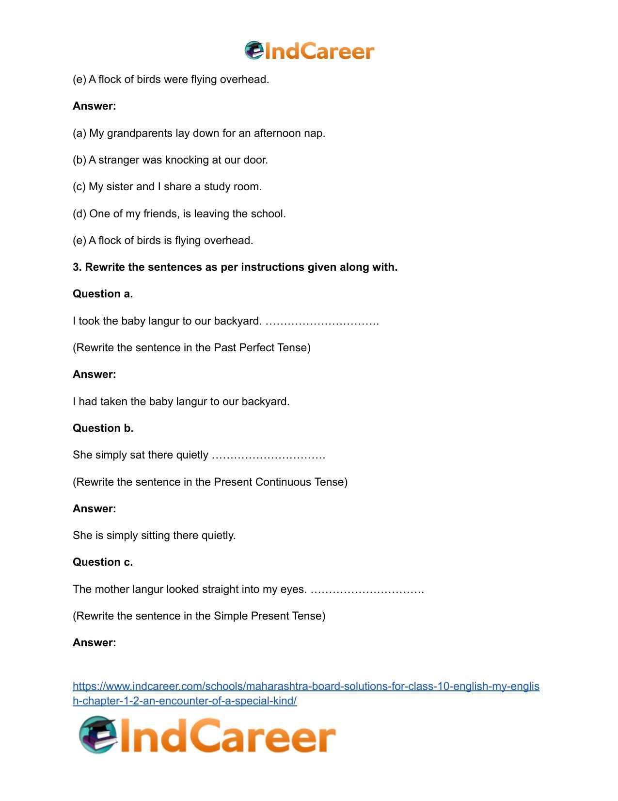 Maharashtra Board Solutions for Class 10- English (My English): Chapter 1.2- An Encounter of a Special Kind - Page 19