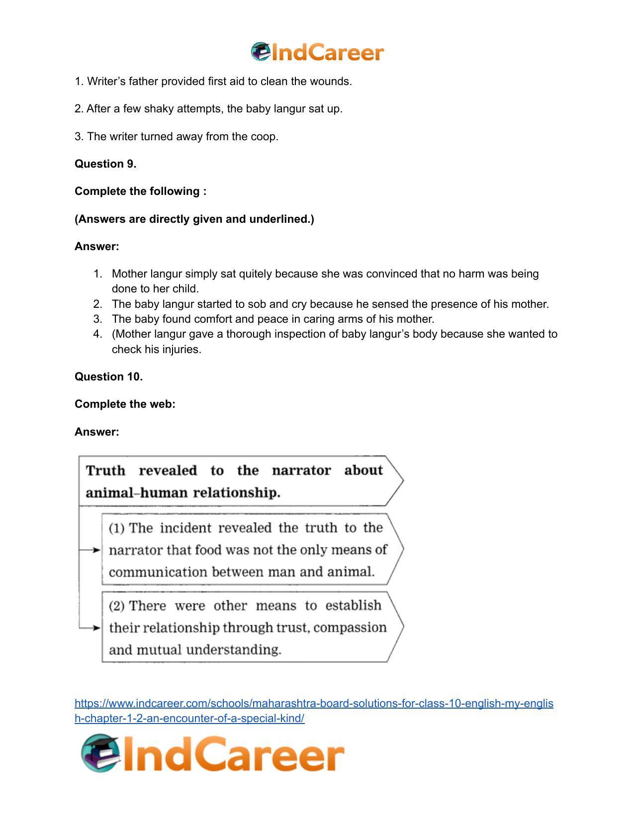 Maharashtra Board Solutions for Class 10- English (My English): Chapter 1.2- An Encounter of a Special Kind - Page 25