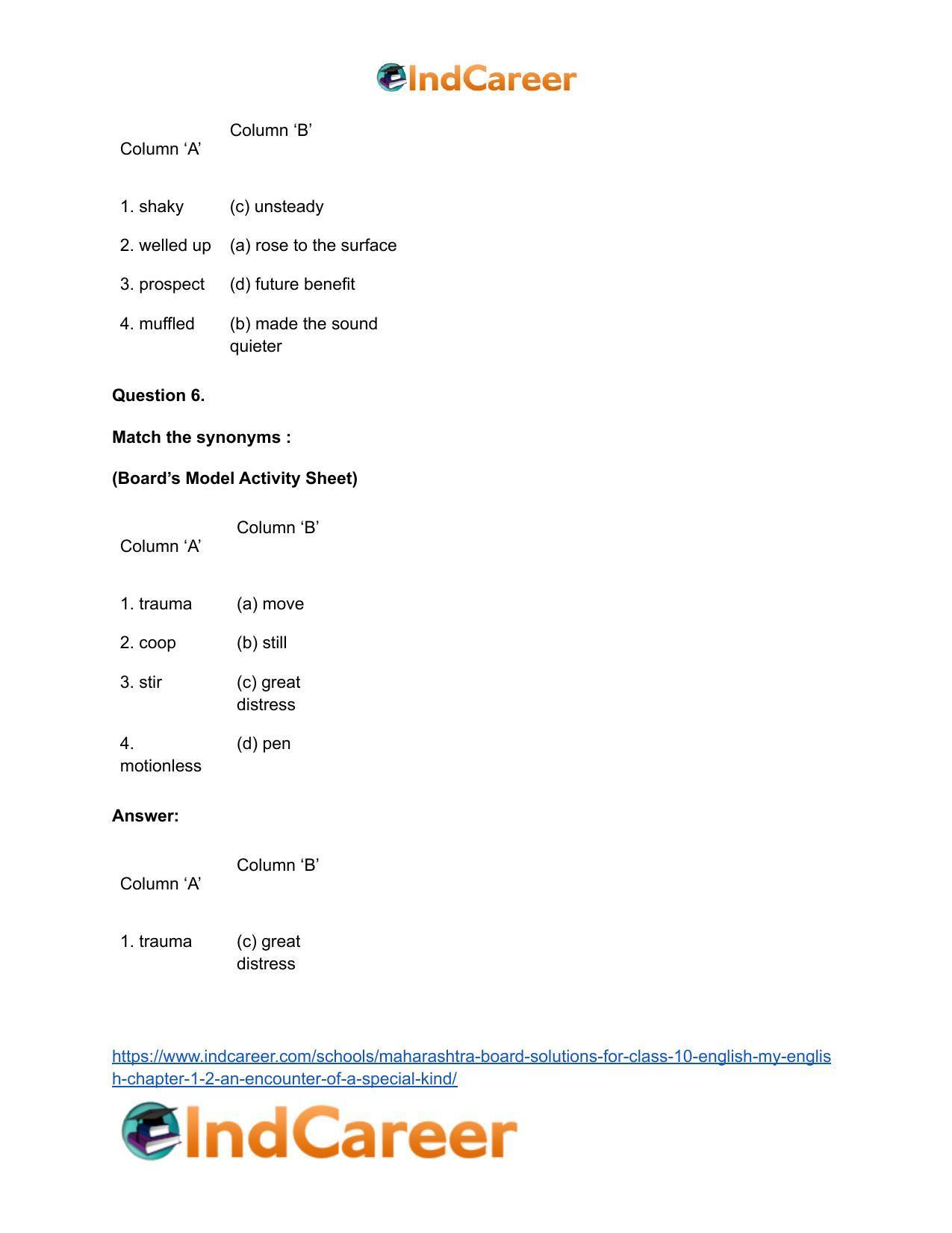 Maharashtra Board Solutions for Class 10- English (My English): Chapter 1.2- An Encounter of a Special Kind - Page 29