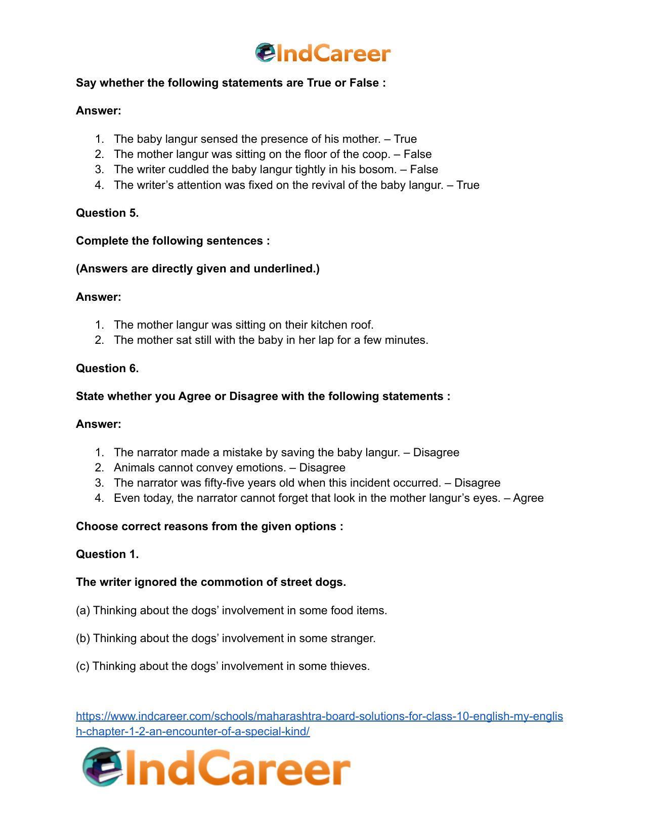 Maharashtra Board Solutions for Class 10- English (My English): Chapter 1.2- An Encounter of a Special Kind - Page 35